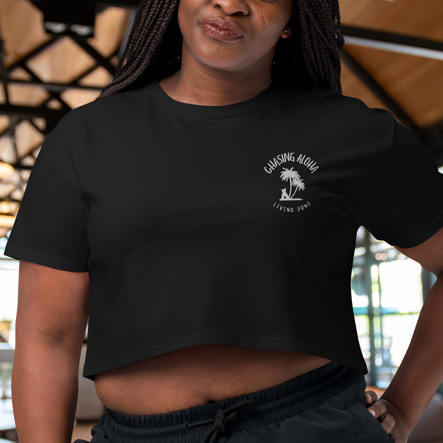 Pono Palms Crop Top - Midnight Sky